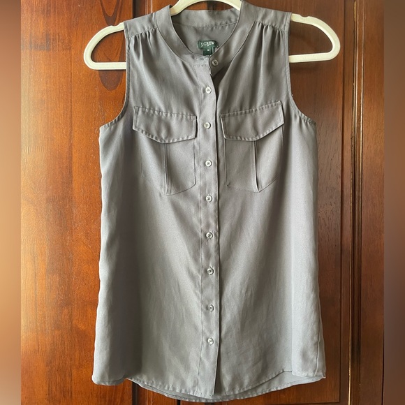 TWO J Crew Blue Button Down Sleeveless Shirts - Picture 4 of 4